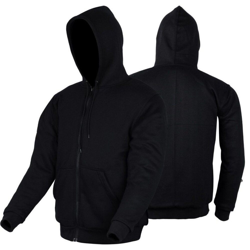 Motorcycle Zipper Hoodie with Dupont Kevlar - Black